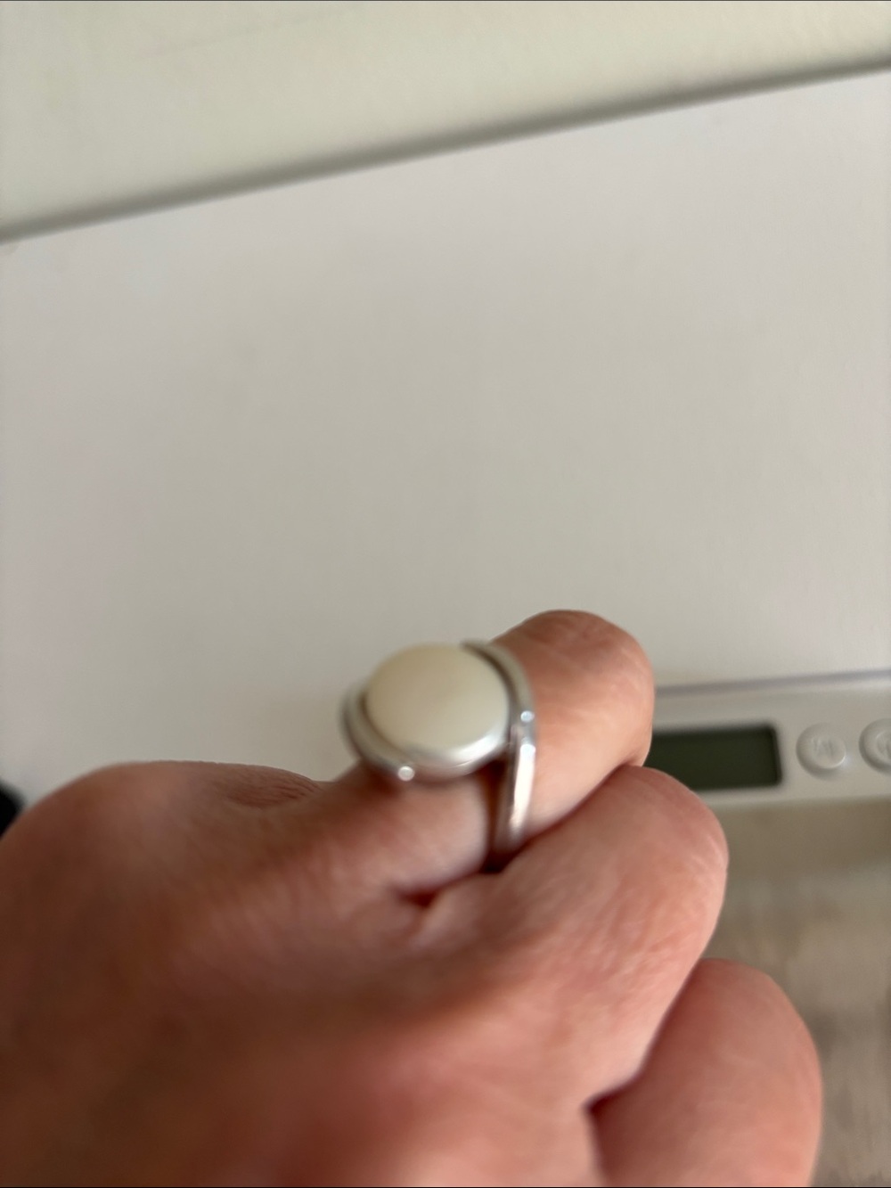 Sterling Silver Ring with Opal-Look White Stone - Women Jewelry - Picture 3 of 6